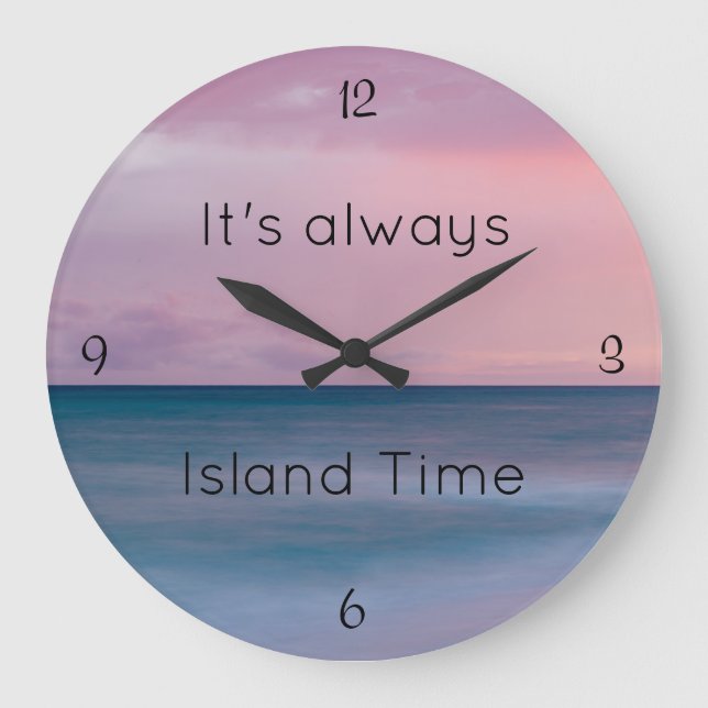 Beach Themed, Island Time Clock Große Wanduhr (Vorderseite)