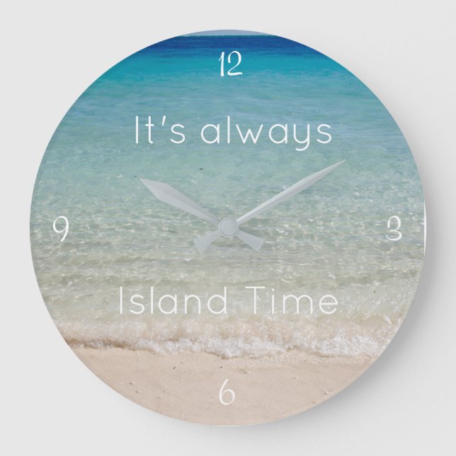 Beach Themed, Island Time Clock Große Wanduhr (Vorderseite)