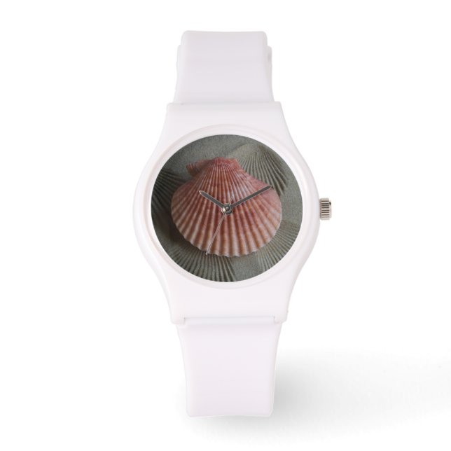 Beach Themed Seashell Watch Armbanduhr (Vorderseite)