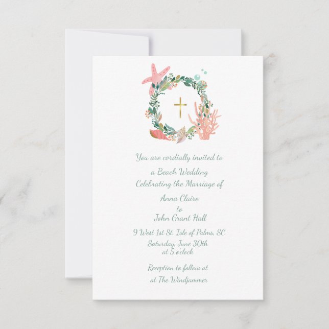 Beach-Themenkreuz, Schönheitsfeier, Christlich Einladung (Vorderseite)