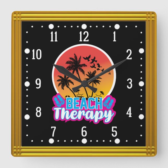 Beach Therapy-18920 Quadratische Wanduhr (Vorderseite)