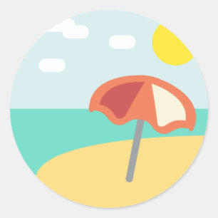 Beach Time Emoji Runder Aufkleber