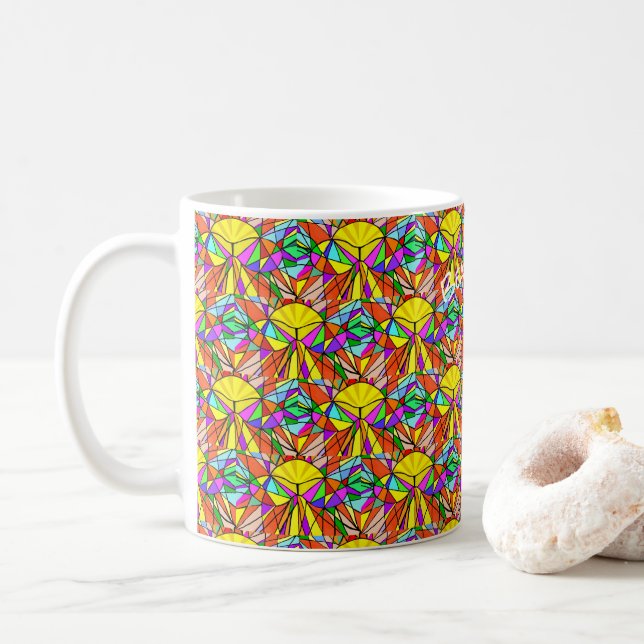 Beach Time Retro Trendy mehrfarbiger Sommer Kaffeetasse (Mit Donut)
