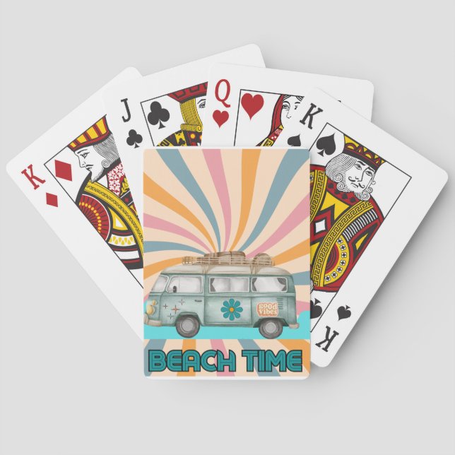 Beach Time Retro Van Vibes Spielkarten (Rückseite)