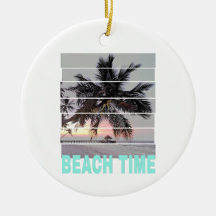 Beach Time Vintag Pier Palm Tree Sunset Souvenir Keramik Ornament