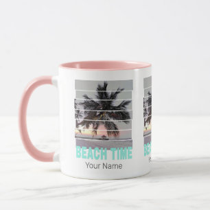 Beach Time Vintag Pier Palm Tree Sunset Souvenir Tasse