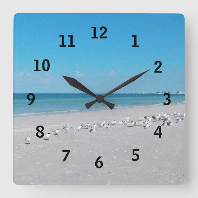 Beach Time Wall Clock Quadratische Wanduhr (Vorderseite)
