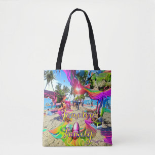 Beach Tote Tag Familienwaggon Sand Willkommensplät