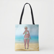 Beach Tote Tasche mit lustiger Badebekleidung
