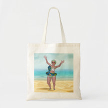 Beach Tote Tasche mit lustiger Badebekleidung