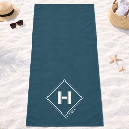 Beach Towel | Modern Geometric Monogram Initial Strandtuch