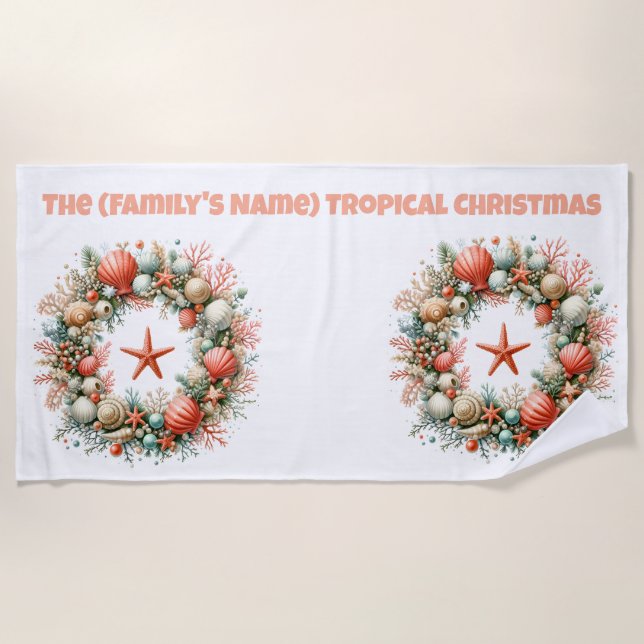 Beach Towel-Tropical Christmas Beach Towel Strandtuch (Vorderseite)