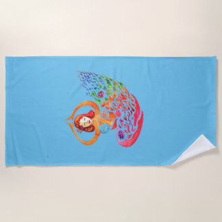 Beach Towel Yoga Meditation Rainbow Woman Silouete Strandtuch