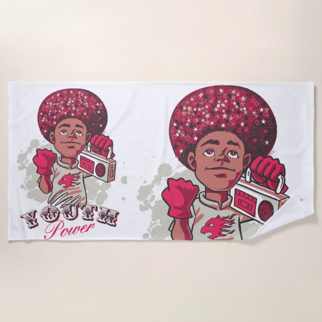 Beach Towel – YOUTH Power Afro & Boombox Urban  Strandtuch (Vorderseite)