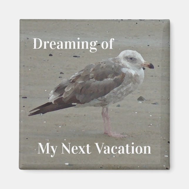Beach Travel Painted Gray Seagull Küstenvogel Magnet (Vorne)