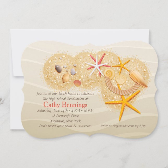 Beach Treasure Abschluss Beach Party Einladung (Vorderseite)