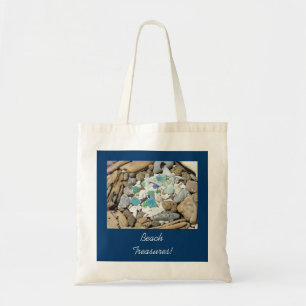 Beach Treasures Totes bags Blue Sea Glass Fossils Tragetasche