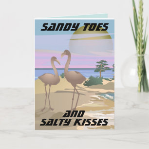 BEACH TROPICAL FLAMINGOS ART BIRTHDAY CARD KARTE