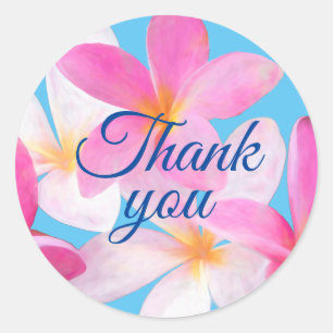 Beach Tropical Floral Pink Hochzeit Vielen Dank Runder Aufkleber