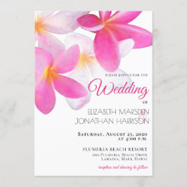 Beach Tropical Hawaii Floral Pink Wedding Einladung