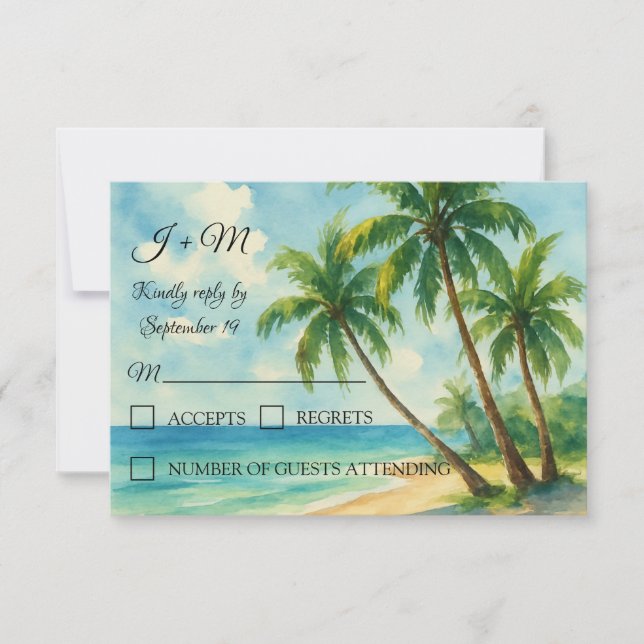 Beach Tropical Island Summer Wedding RSVP (Vorderseite)