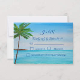 Beach Tropical Island Summer Wedding RSVP Karte