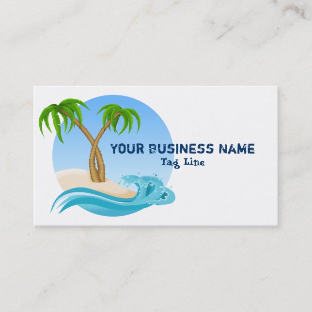 Beach Tropical Palm Tree Business Card Visitenkarte (Vorderseite)