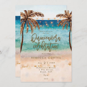 Beach Tropical Quinceanera 15. Geburtstag Einladung