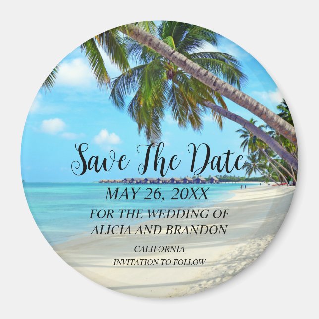 Beach Tropical Sand Hochzeiten Moderne Waves Magne Magnet (Vorne)