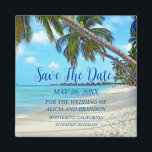 Beach Tropical Sand Hochzeiten Moderne Waves Magne Magnet<br><div class="desc">Tropisch,  Strand,  einfach,  Wellen,  Ziel,  Palmen,  elegant,  modern Hochzeit,  Save the Date Magnet. Sie können es mit Ihren Daten personalisieren.</div>