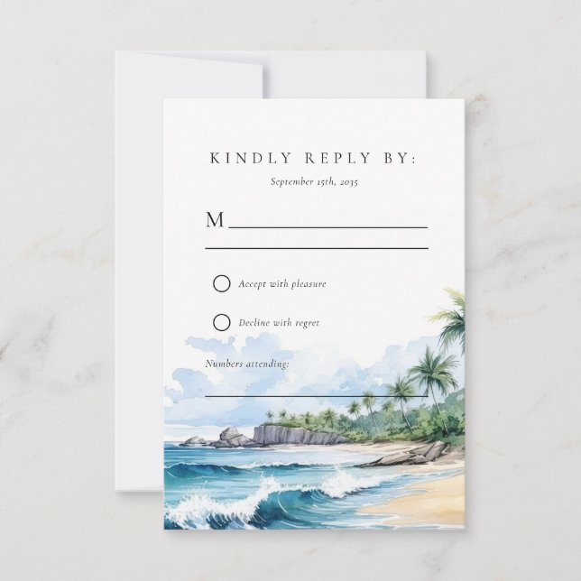 Beach Tropical Summer Wedding RSVP Karte (Vorderseite)