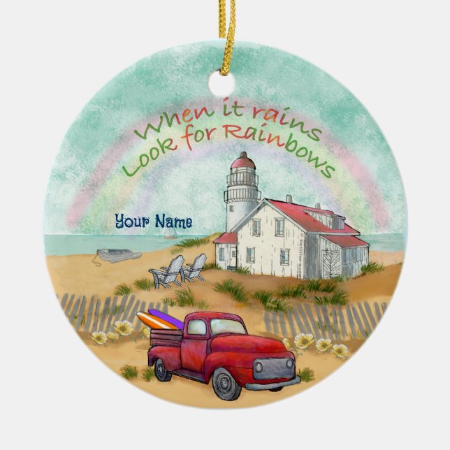 Beach Truck Lighthouse Keramik Ornament (Vorne)