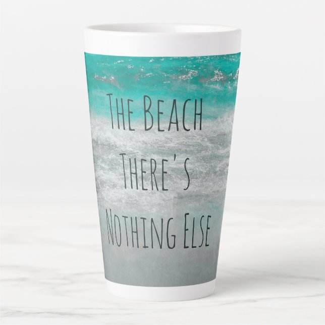 Beach Turquoise White Tropical Ocean Waves Coastal Milchtasse (Vorderseite)