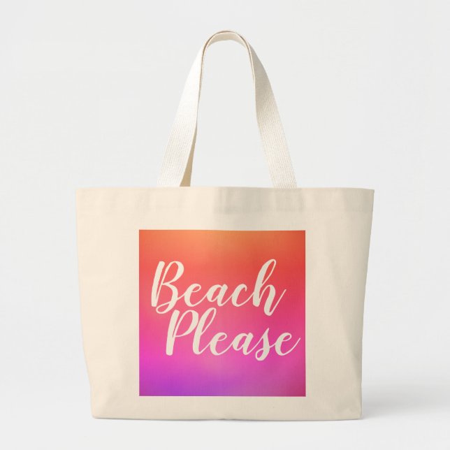 Beach Typografie Orange Pink Ombre Jumbo Stoffbeutel (Vorne)