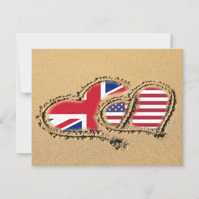 Beach UK und USA Liebe Hearts Save The Date (Vorderseite)