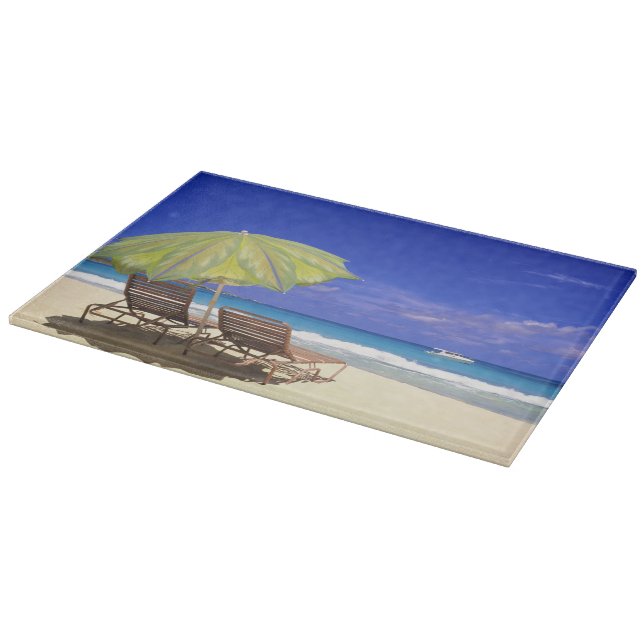 Beach Umbrella, Abaco, Bahamas Schneidebrett (Ecke)