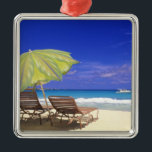 Beach Umbrella, Abaco, Bahamas Silbernes Ornament<br><div class="desc">Beach Umbrella, Abaco, Bahamas � Michael De Freitas / DanitaDelimont.com</div>