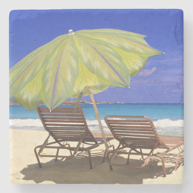Beach Umbrella, Abaco, Bahamas Steinuntersetzer (Vorderseite)