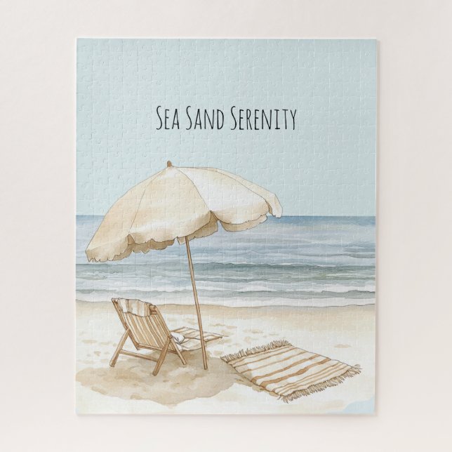 Beach Umbrella Ocean Sea Sand Serenity Puzzle (Vertikal)