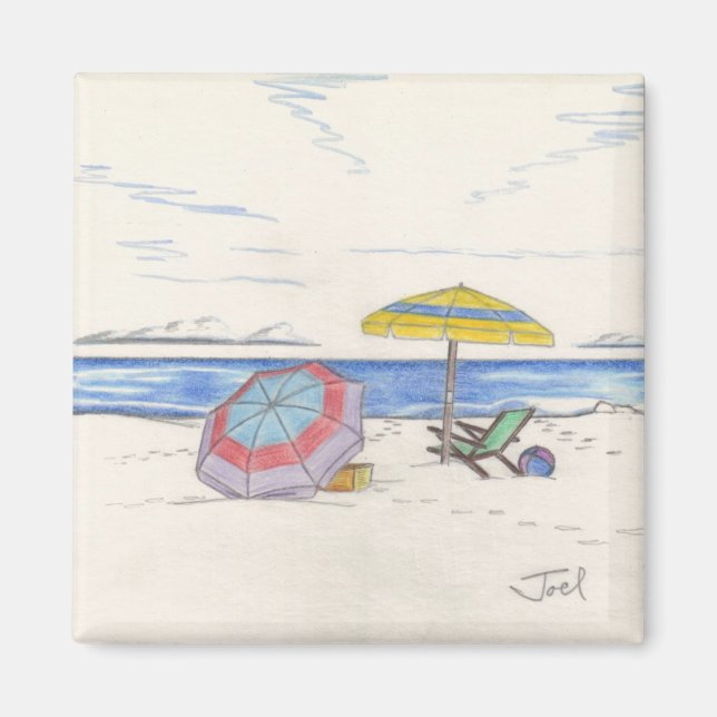 BEACH UMBRELLAS-Magnet (Quadrat) Magnet (Vorne)