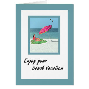 Beach Vacacation Card mit Retro Zeichnend