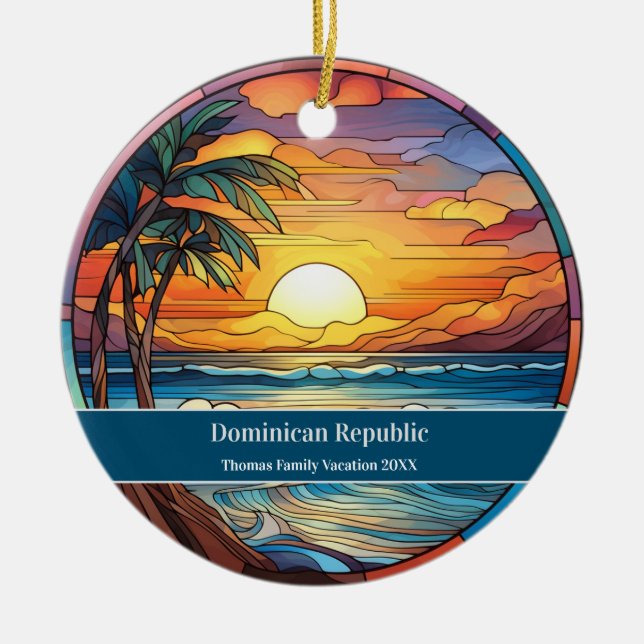 Beach Vacation der Dominikanischen Republik Keramik Ornament (Vorne)