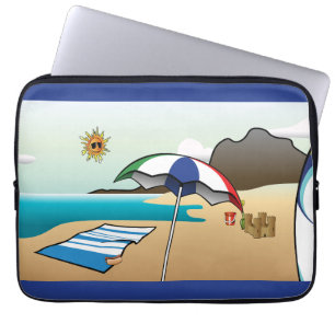 Beach Vacation Dunkelblauer Laptop-Sieb Laptopschutzhülle