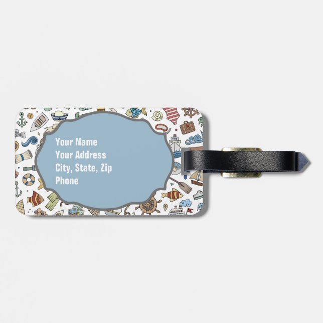 Beach Vacation, Gepäckmarke mit Nautical Themed Gepäckanhänger (Rückseite horizontal)