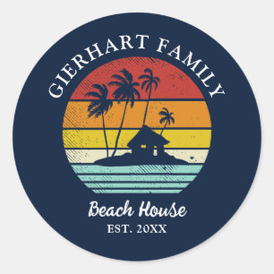 Beach Vacation House Family Wiedersehen Nautical Runder Aufkleber
