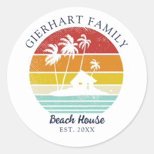 Beach Vacation House Family Wiedersehen Palm Trees Runder Aufkleber