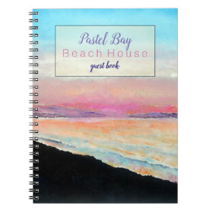 Beach Vacation Rental Pastel Sunset Guest Book Notizblock