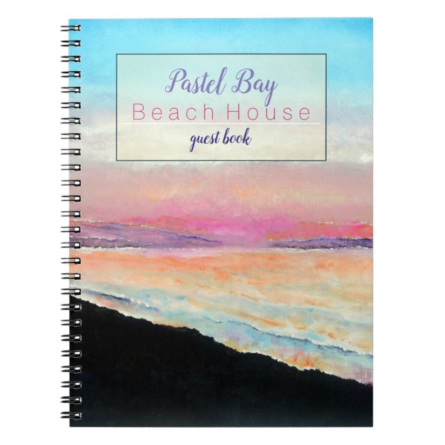 Beach Vacation Rental Pastel Sunset Guest Book Notizblock (Vorderseite)