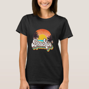 Beach Vacation Sand Sun Palm Tree Leopard Sommer V T-Shirt