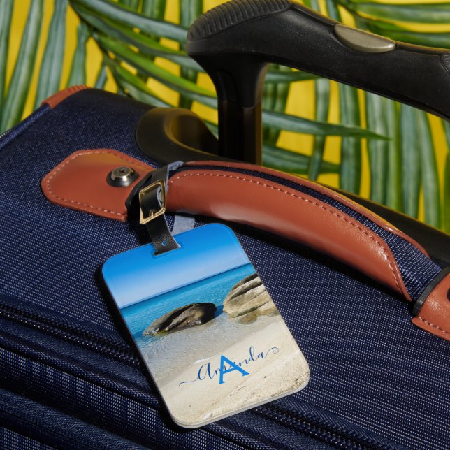 Beach Vacation Summer Ocean personalisiert Monogra Gepäckanhänger (Vorderseite Insitu 1)